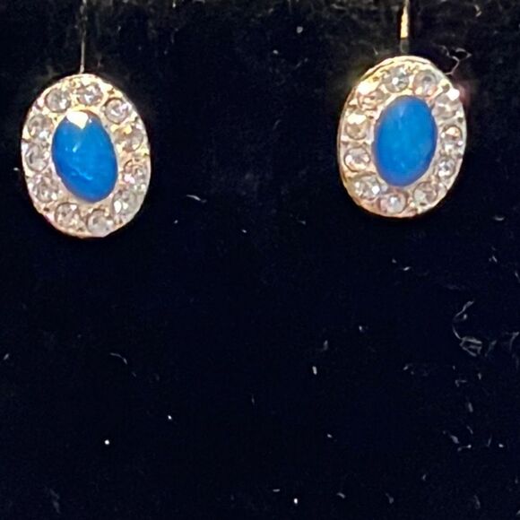 Elegant Silver Blue Simulated Opal Dangle Stud Earrings Jewelry Bridal Jewelry - Picture 1 of 7
